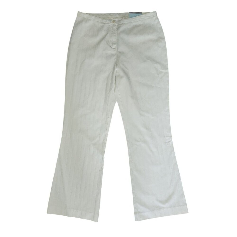 Casual Corner Annex Pants Womens 10P Solid White Pinstriped Brushed‎ Twill NWT